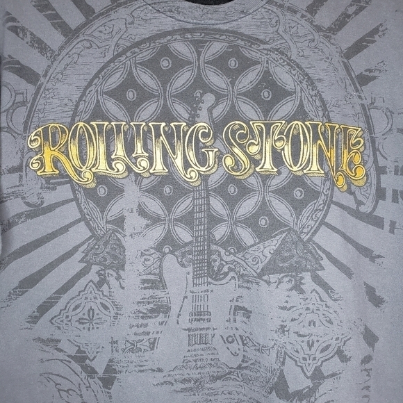 Unisex Rolling Stone Collection Gray Spell Out Rolling Stone Band Tee XL - Picture 2 of 4